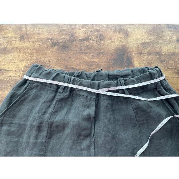 M Womens Dark Gray M 100% Linen Belt Pockets Career/ Luxury Classic SummerPants - Picture 5 of 7
